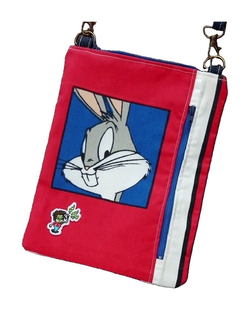 Reworked Vintage Bugs Bunny Crossbody Bag Handmade Upcycled Looney Tunes Unisex
